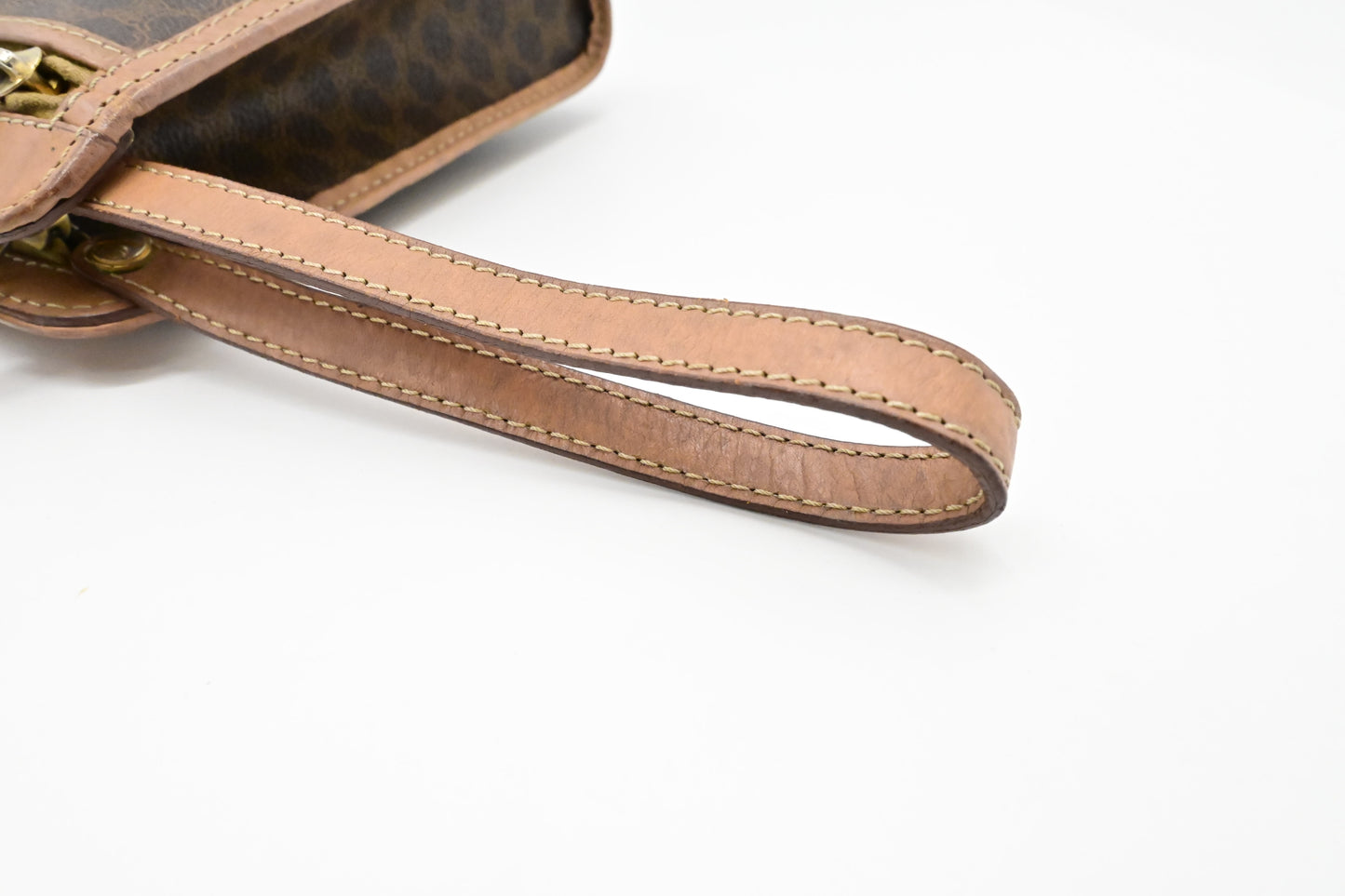 Celine Pouch in Brown Macadam Canvas