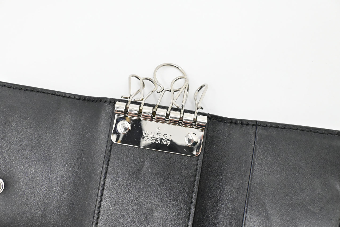 Gucci Key Case in Black Perforated Leather
