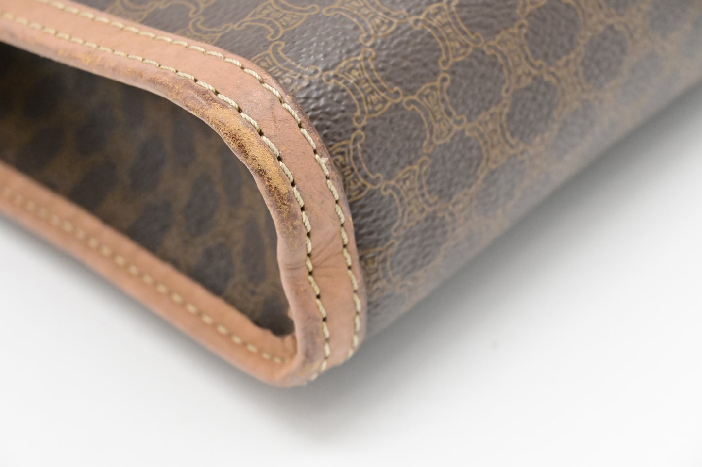 Celine Pouch in Brown Macadam Canvas