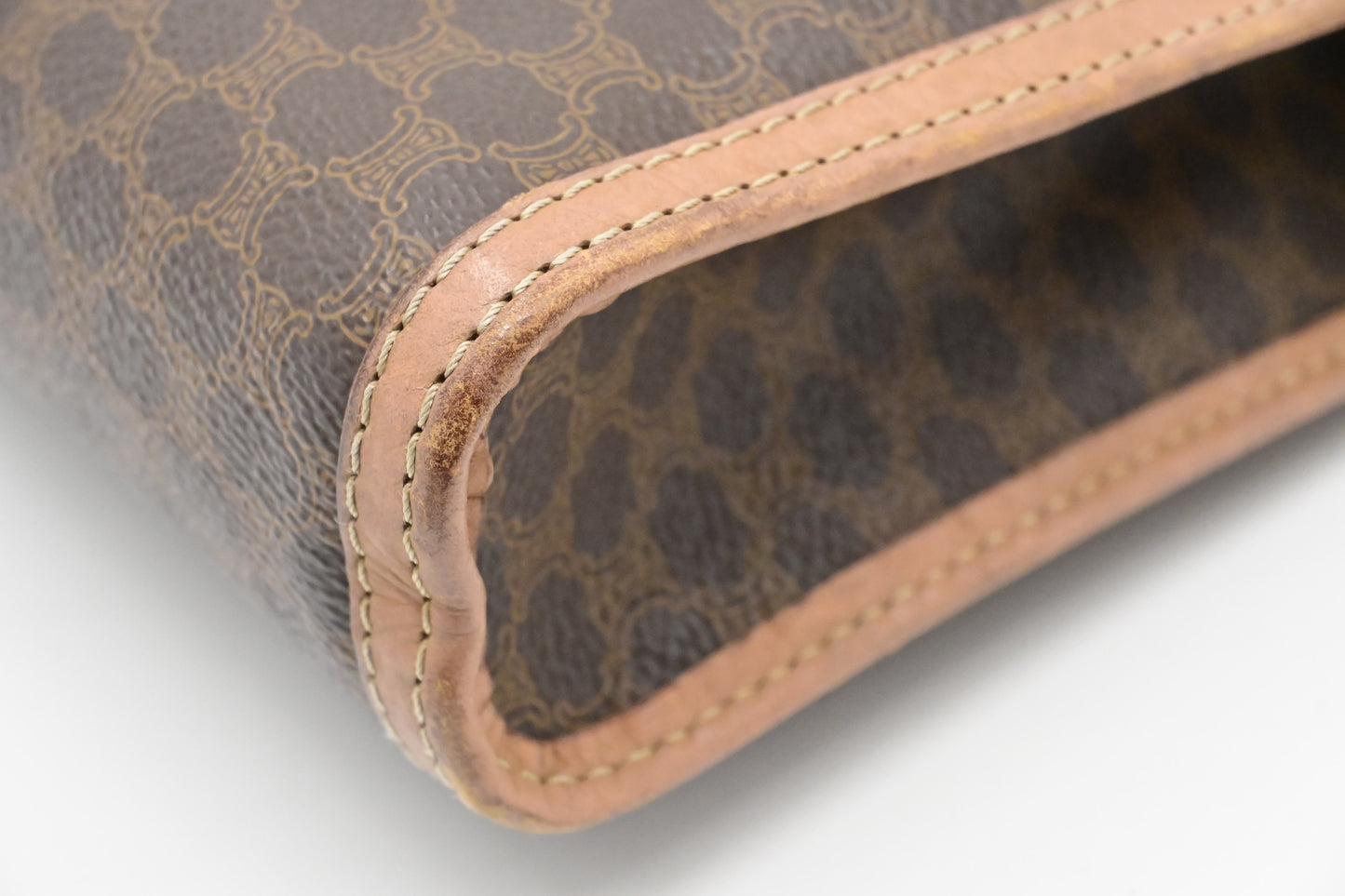 Celine Pouch in Brown Macadam Canvas