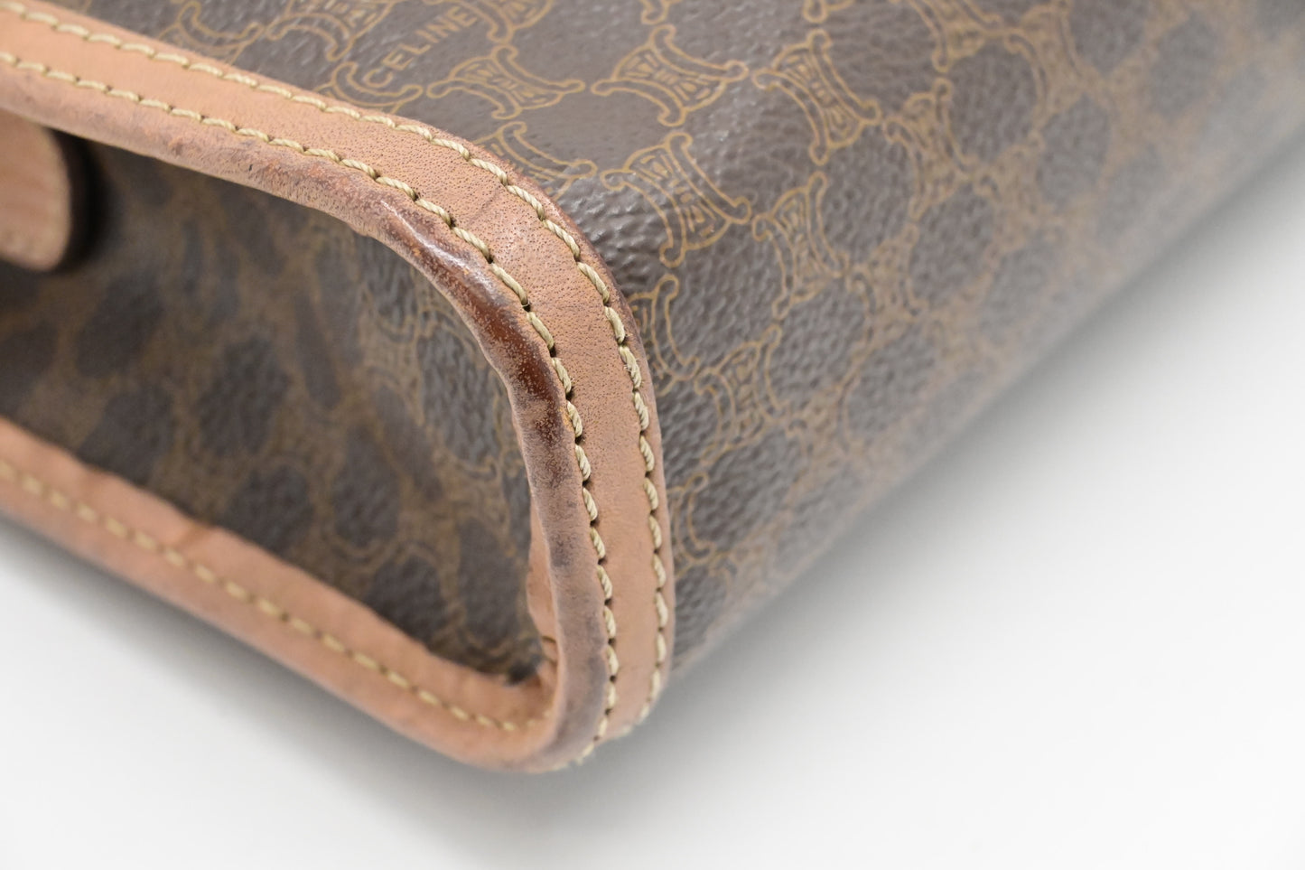 Celine Pouch in Brown Macadam Canvas