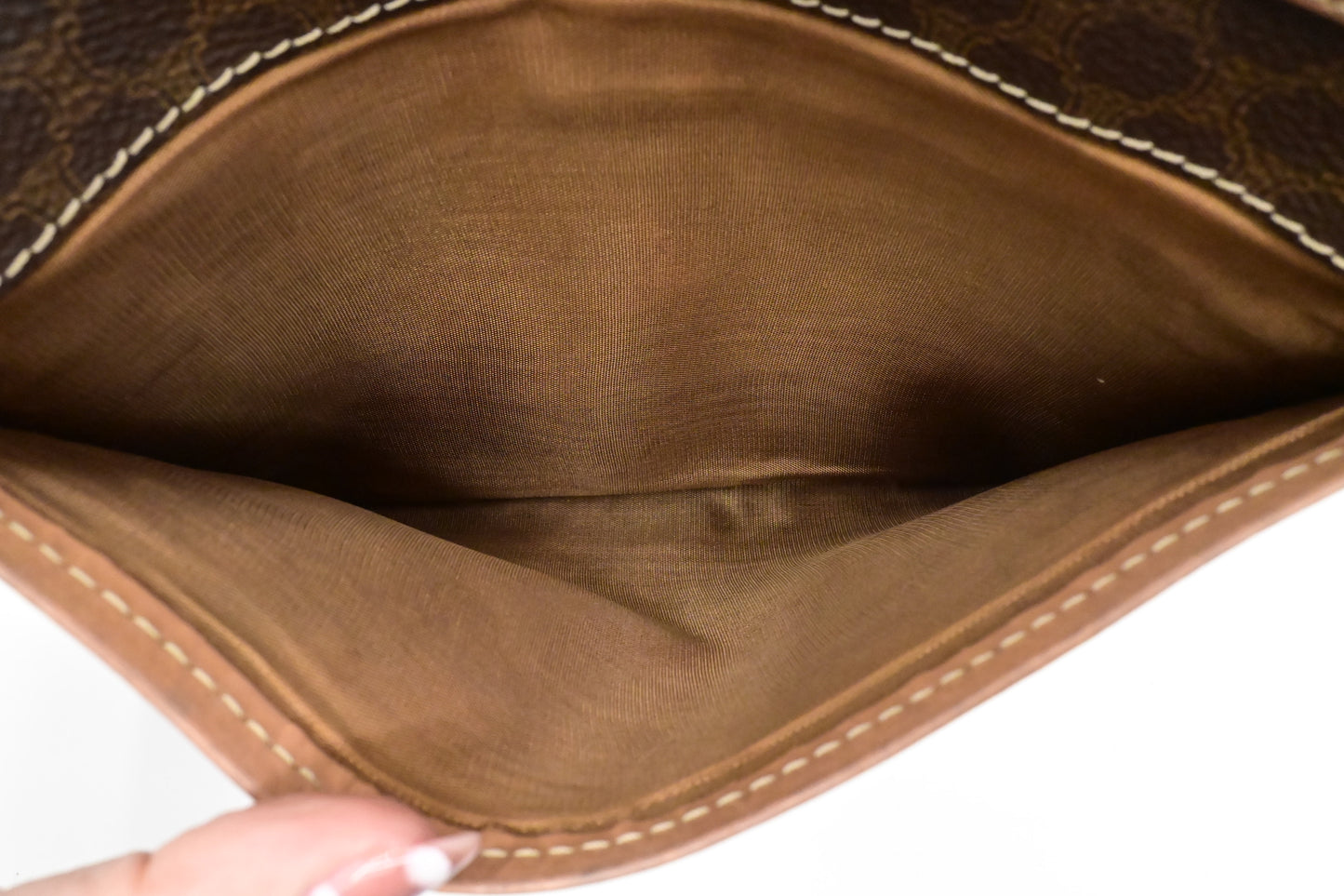 Celine Pouch in Brown Macadam Canvas