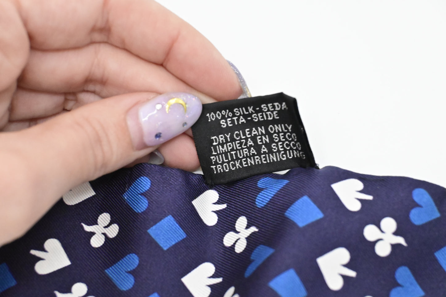 Hermes Twilly in Blue and White Silk