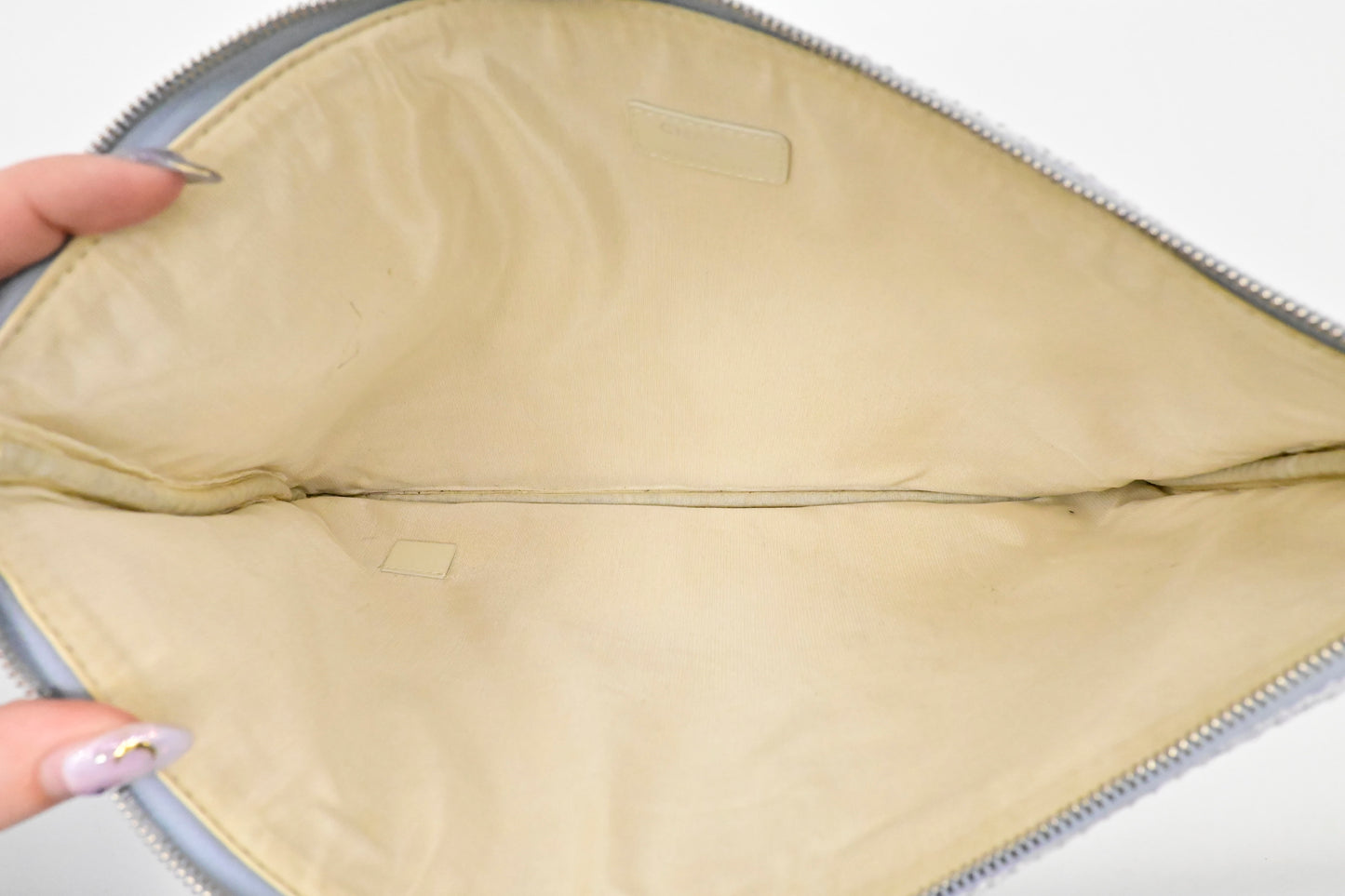 Chanel Deauville Clutch in Grey Canvas