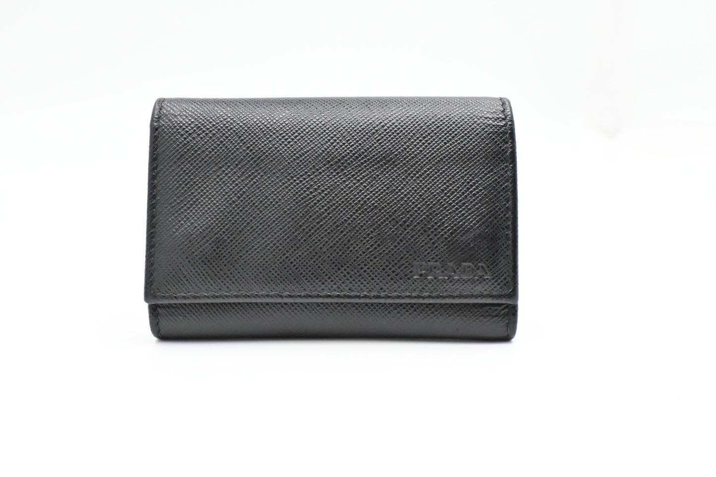 Prada 6 Key Case in Black Saffiano Leather