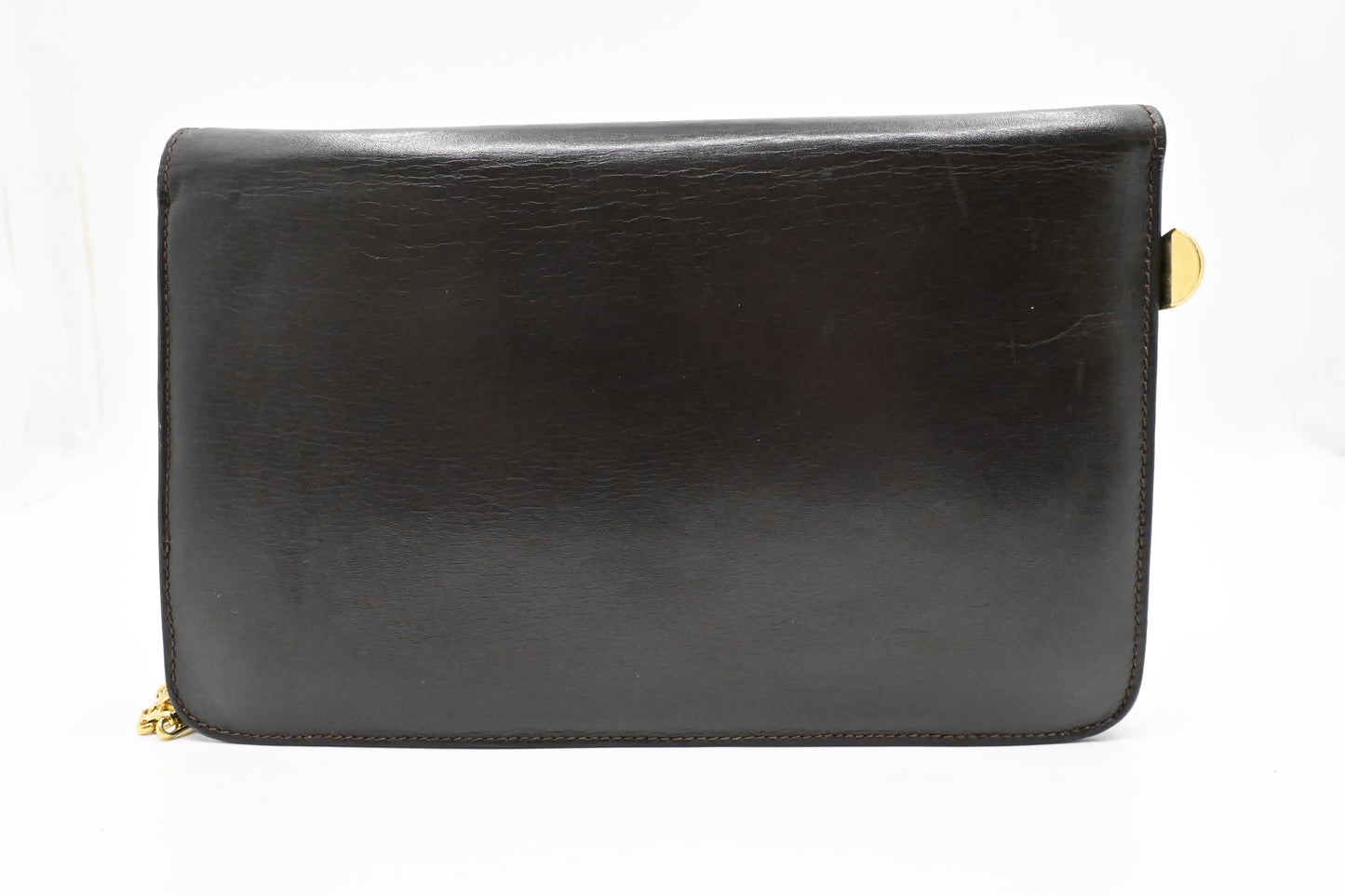 Celine Chain Shoulder Bag in Brown Leather