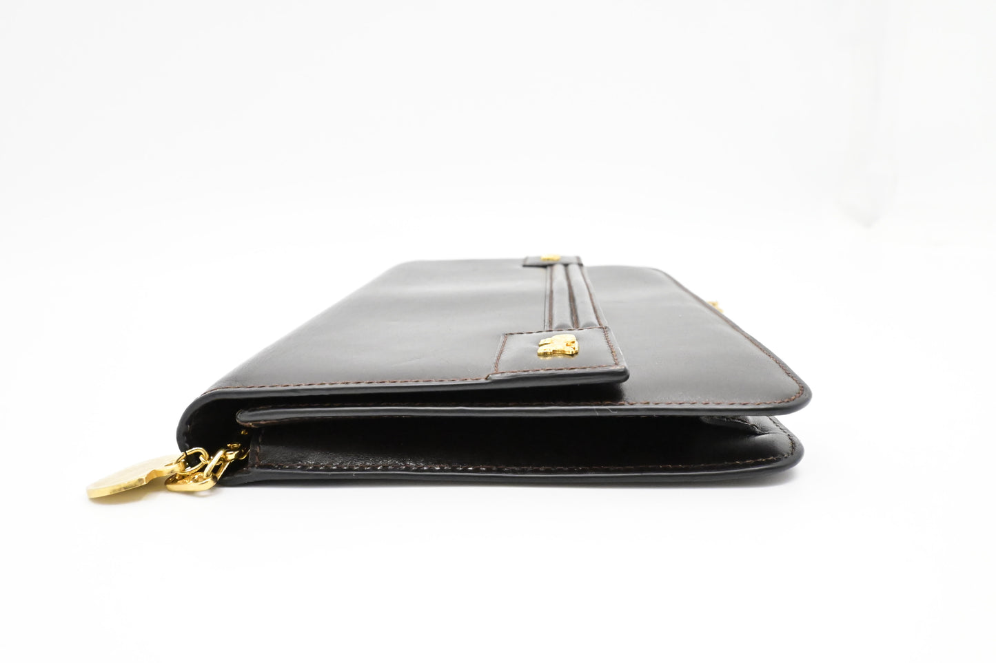 Celine Chain Shoulder Bag in Brown Leather