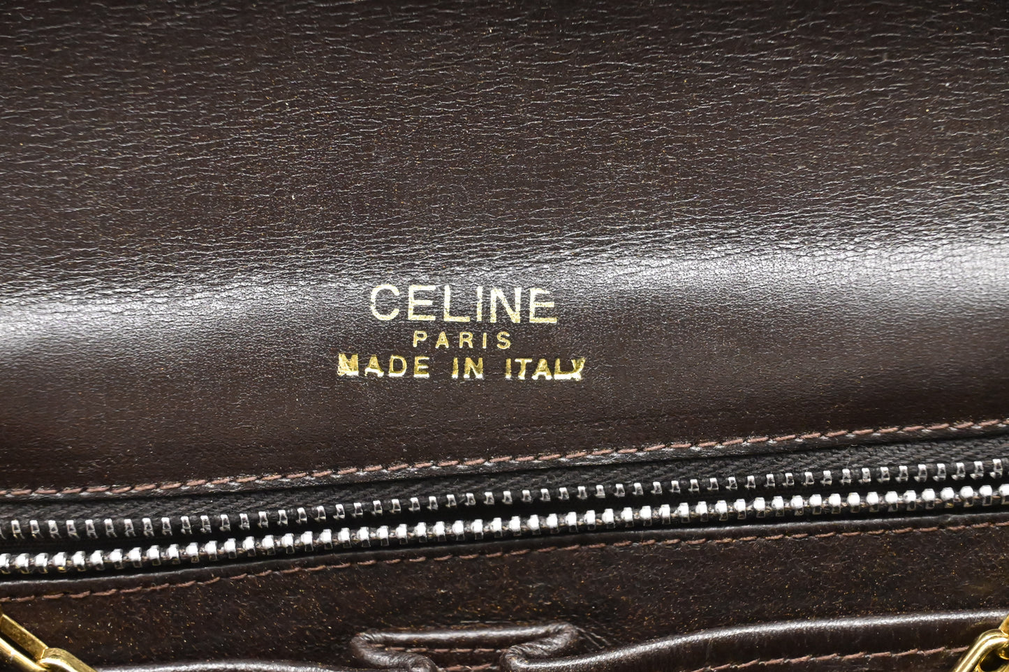 Celine Chain Shoulder Bag in Brown Leather