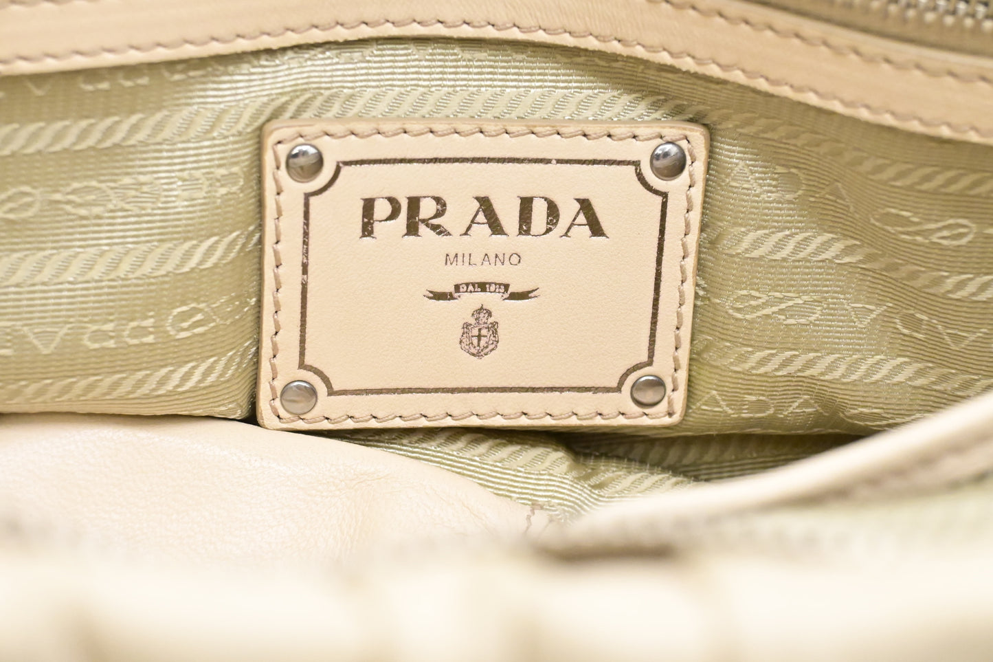 Prada 2way Bag in Beige Ruffled Leather