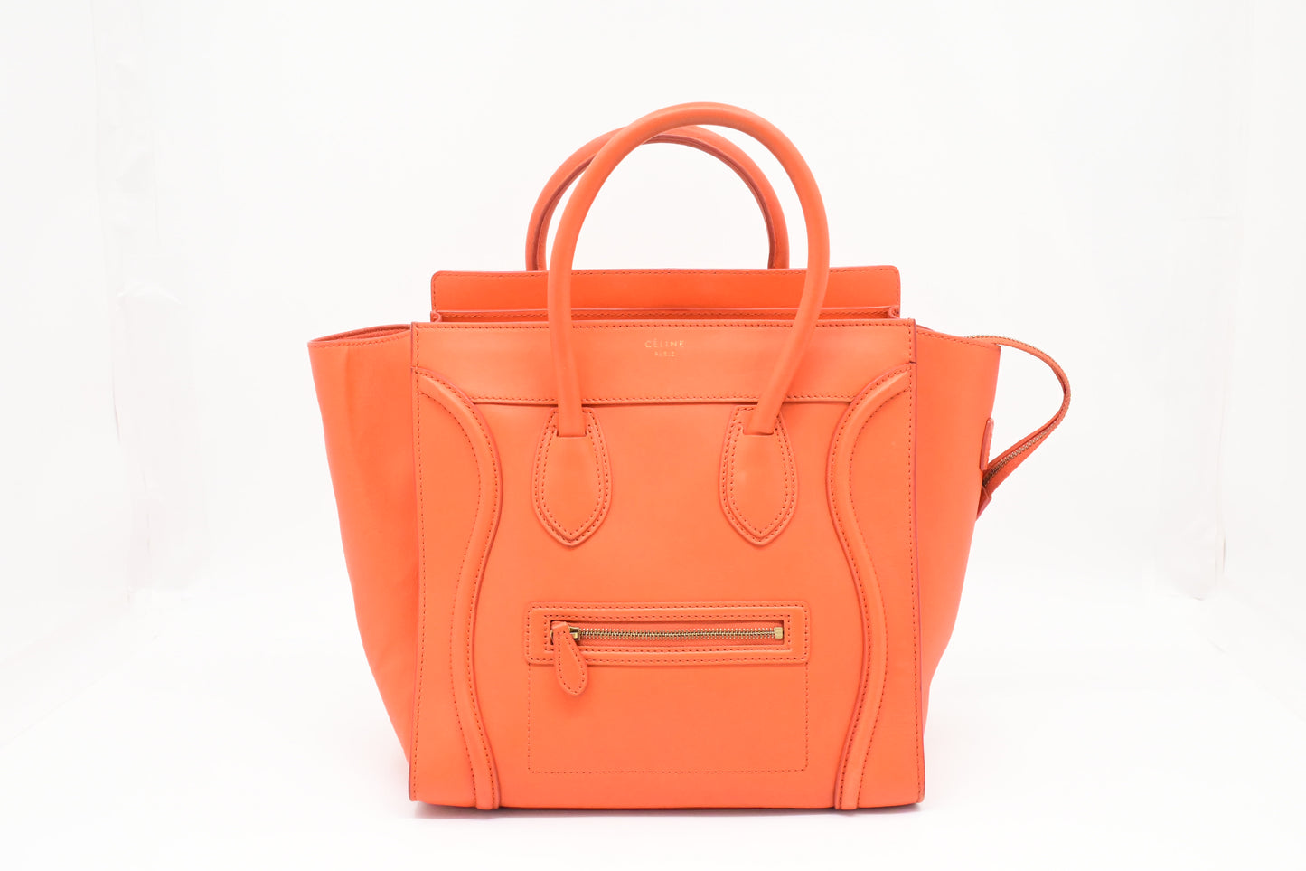 Celine Mini Luggage in Orange Leather
