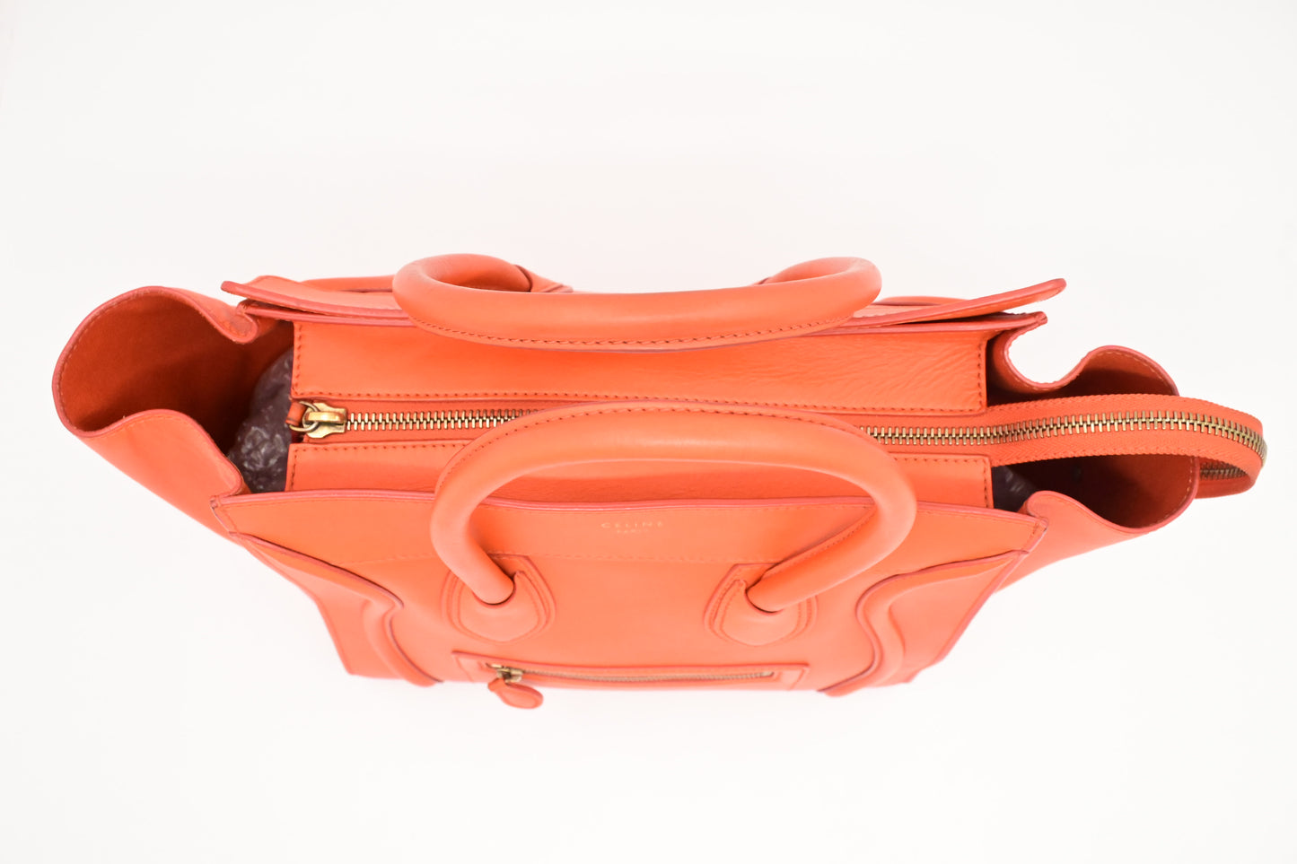 Celine Mini Luggage in Orange Leather