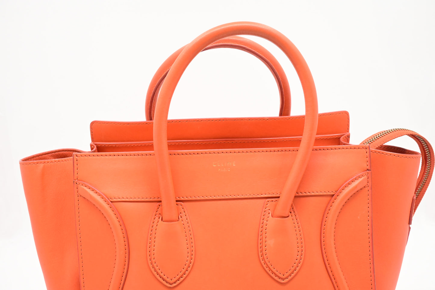 Celine Mini Luggage in Orange Leather