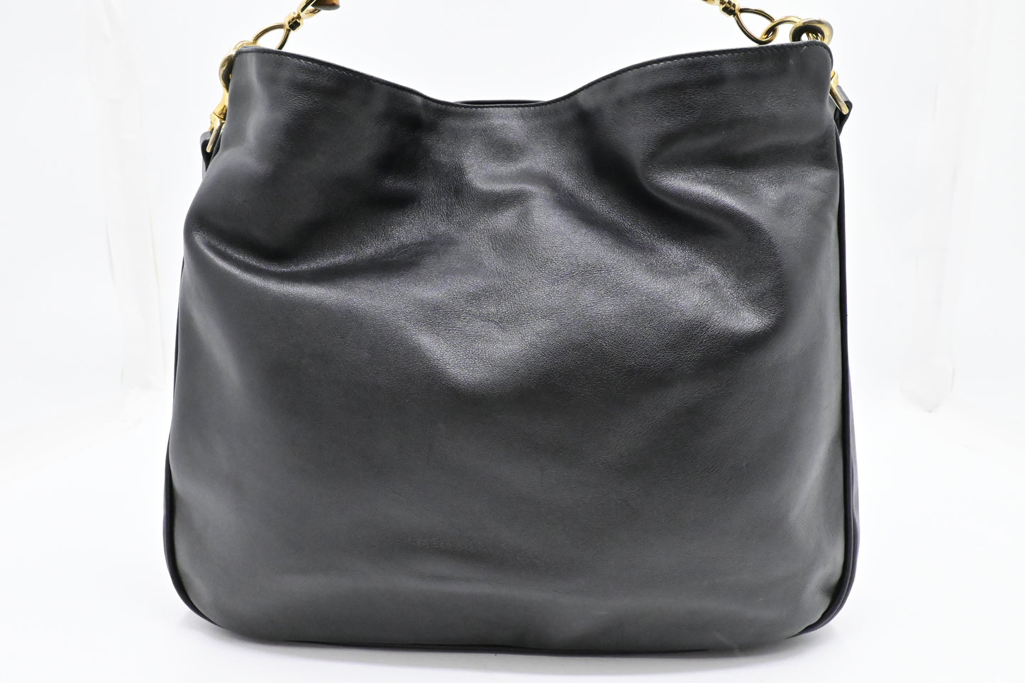 Gucci 2-Way Bamboo Tote Bag in Black Leather