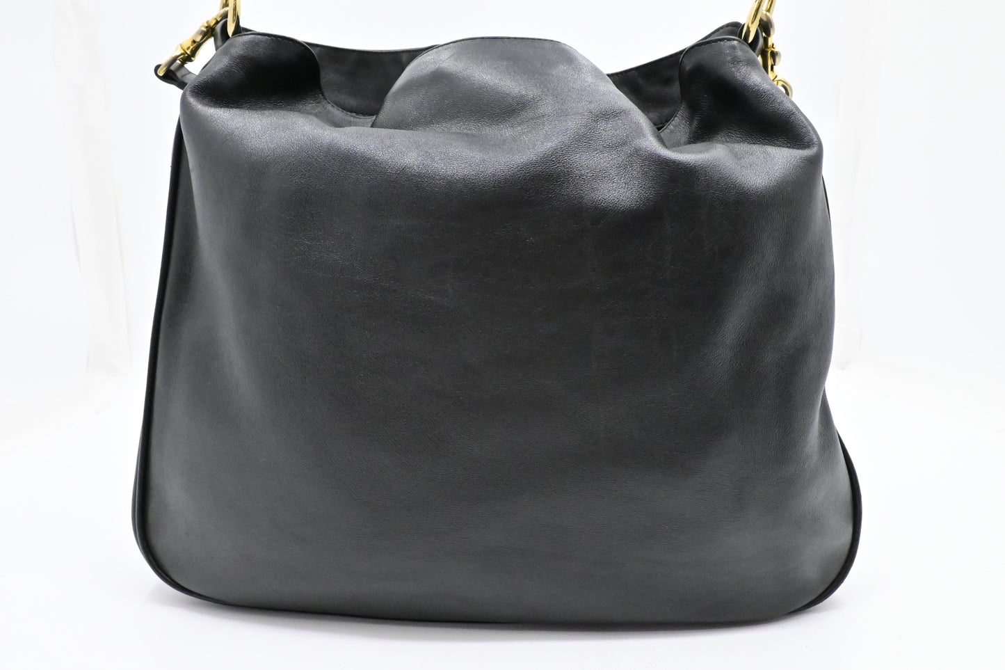 Gucci 2-Way Bamboo Tote Bag in Black Leather
