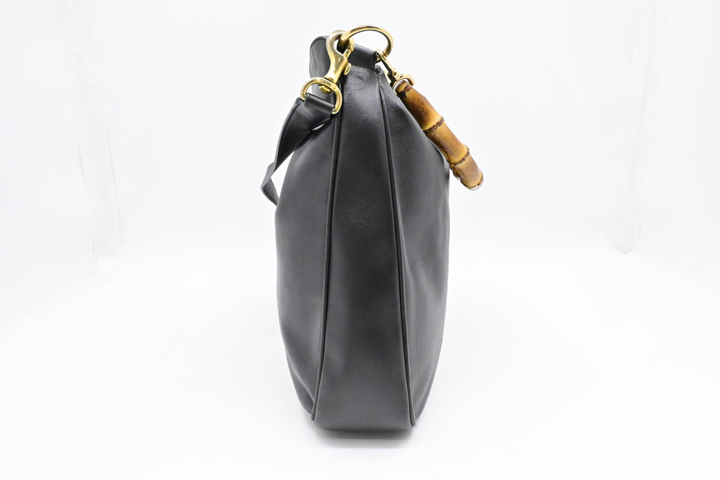 Gucci 2-Way Bamboo Tote Bag in Black Leather