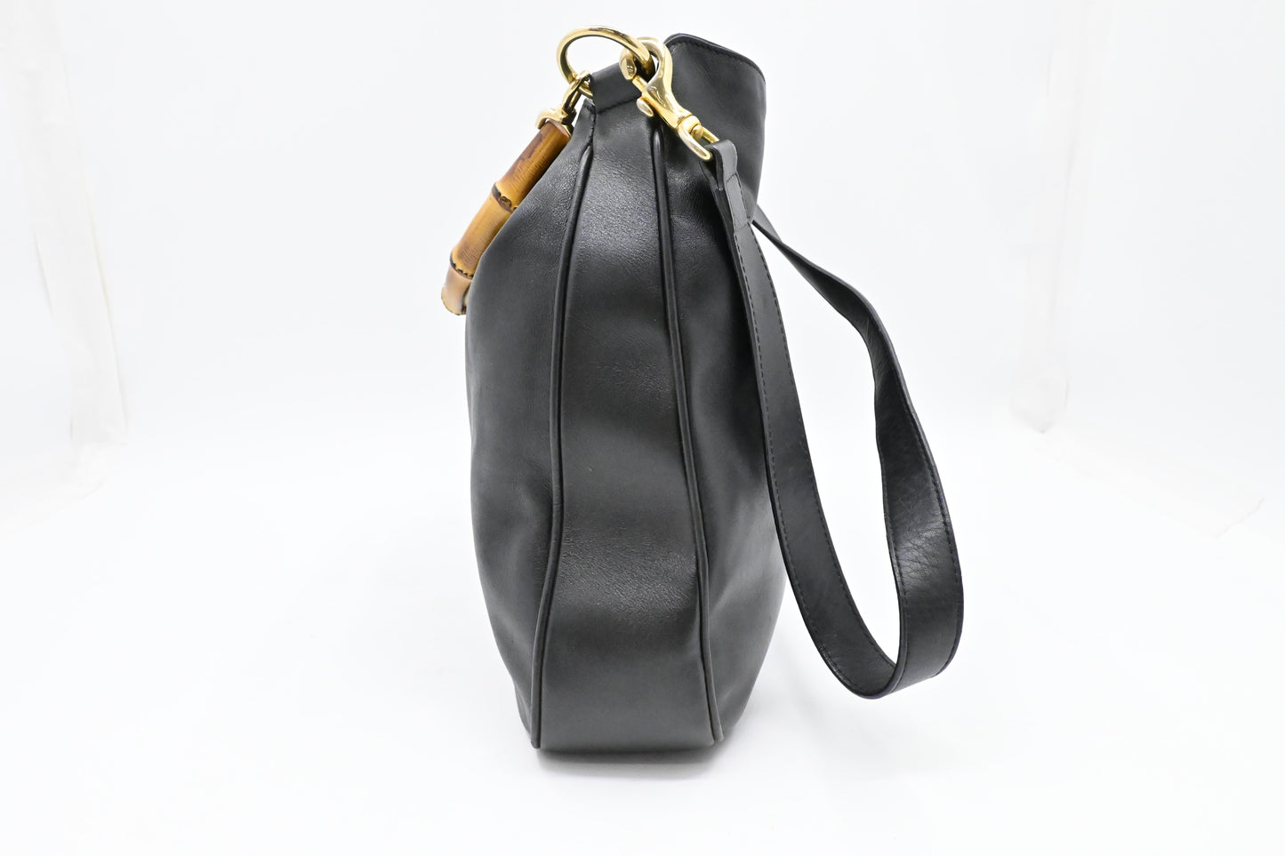 Gucci 2-Way Bamboo Tote Bag in Black Leather
