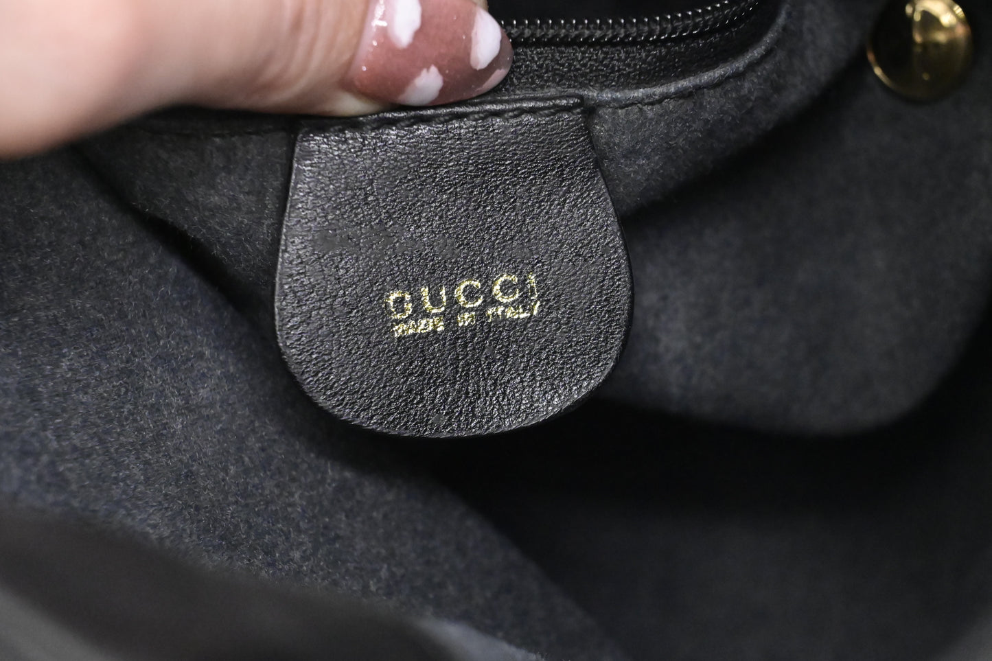 Gucci 2-Way Bamboo Tote Bag in Black Leather