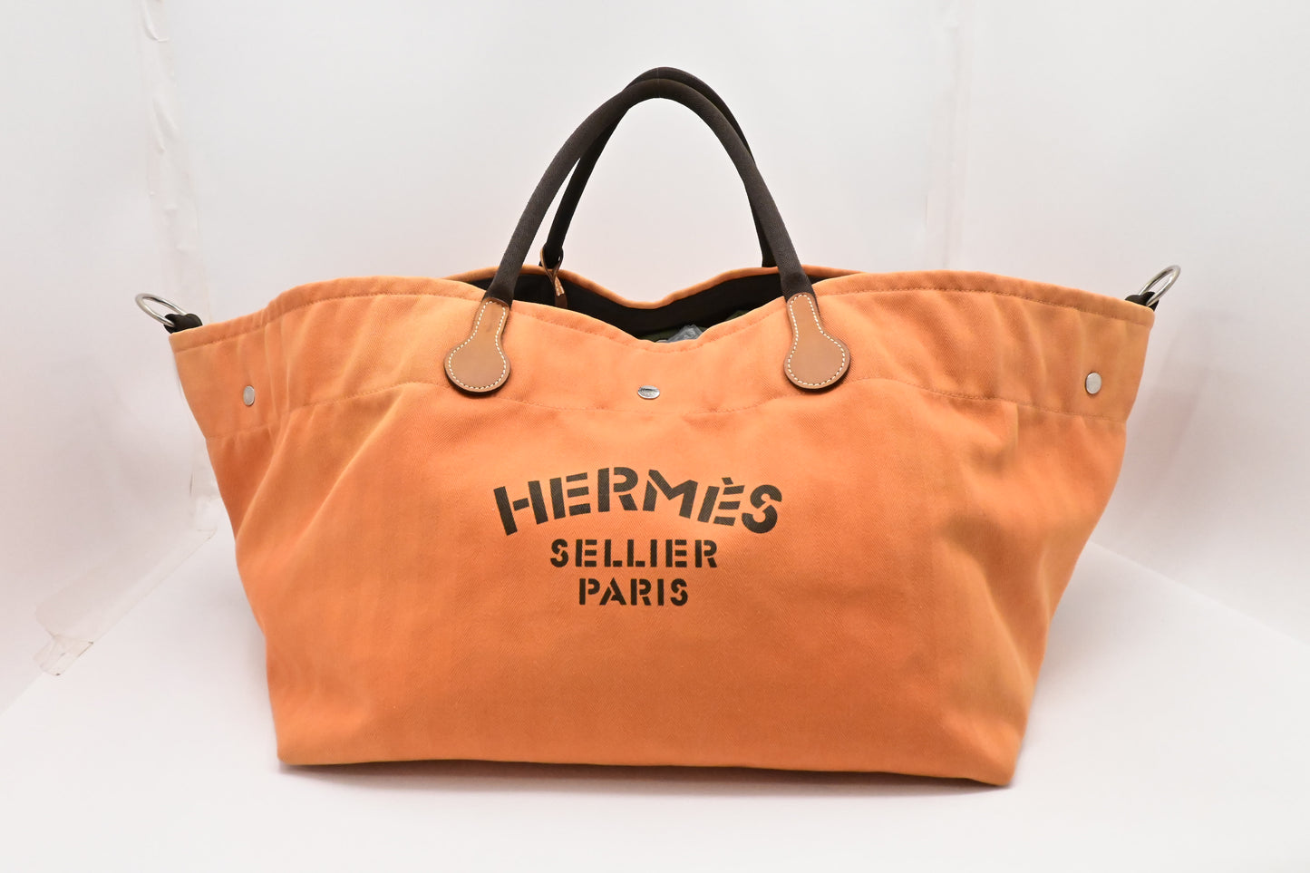 Hermes Fourre Tout de Cavalier in Orange Canvas