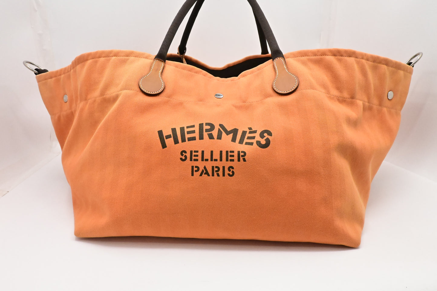 Hermes Fourre Tout de Cavalier in Orange Canvas