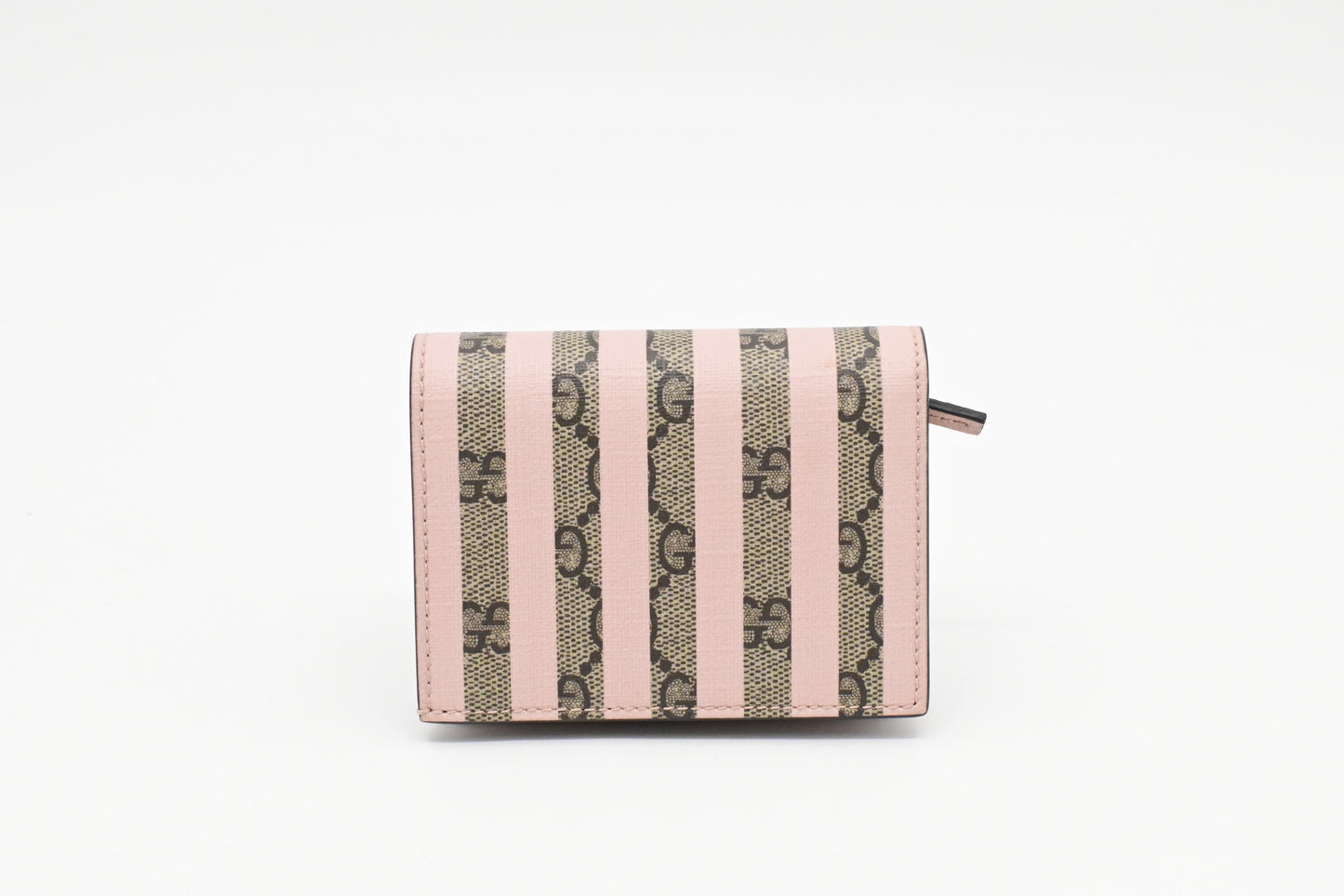 Gucci Love Parade Card Case Wallet in Pink Striped GG Supreme Canvas