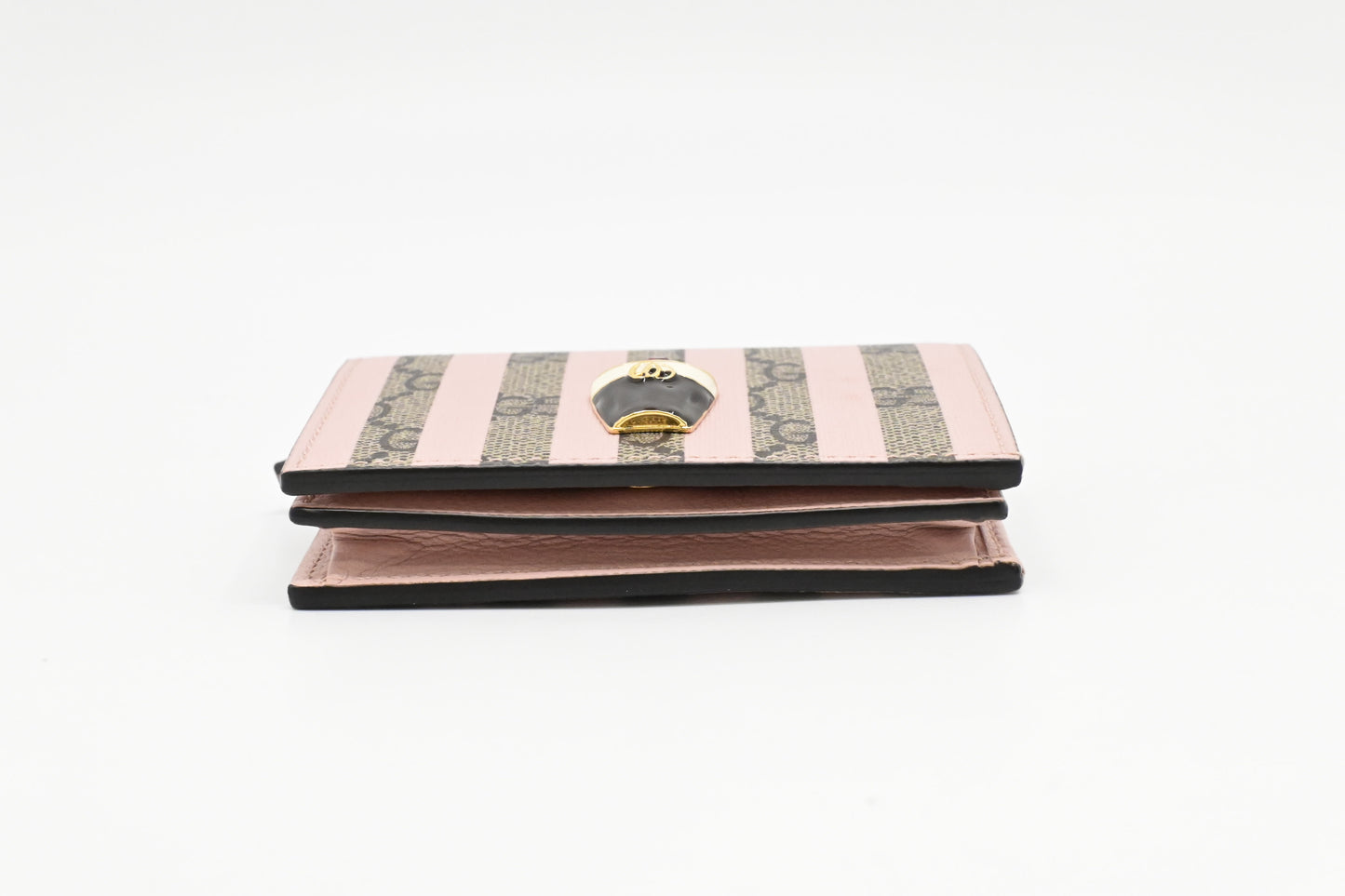 Gucci Love Parade Card Case Wallet in Pink Striped GG Supreme Canvas