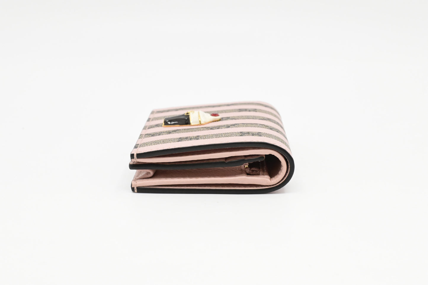 Gucci Love Parade Card Case Wallet in Pink Striped GG Supreme Canvas