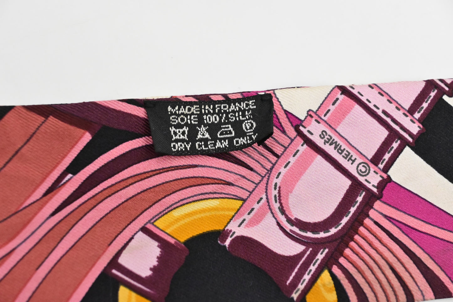 Hermes Twilly in Blue, Fuschia and Black Silk