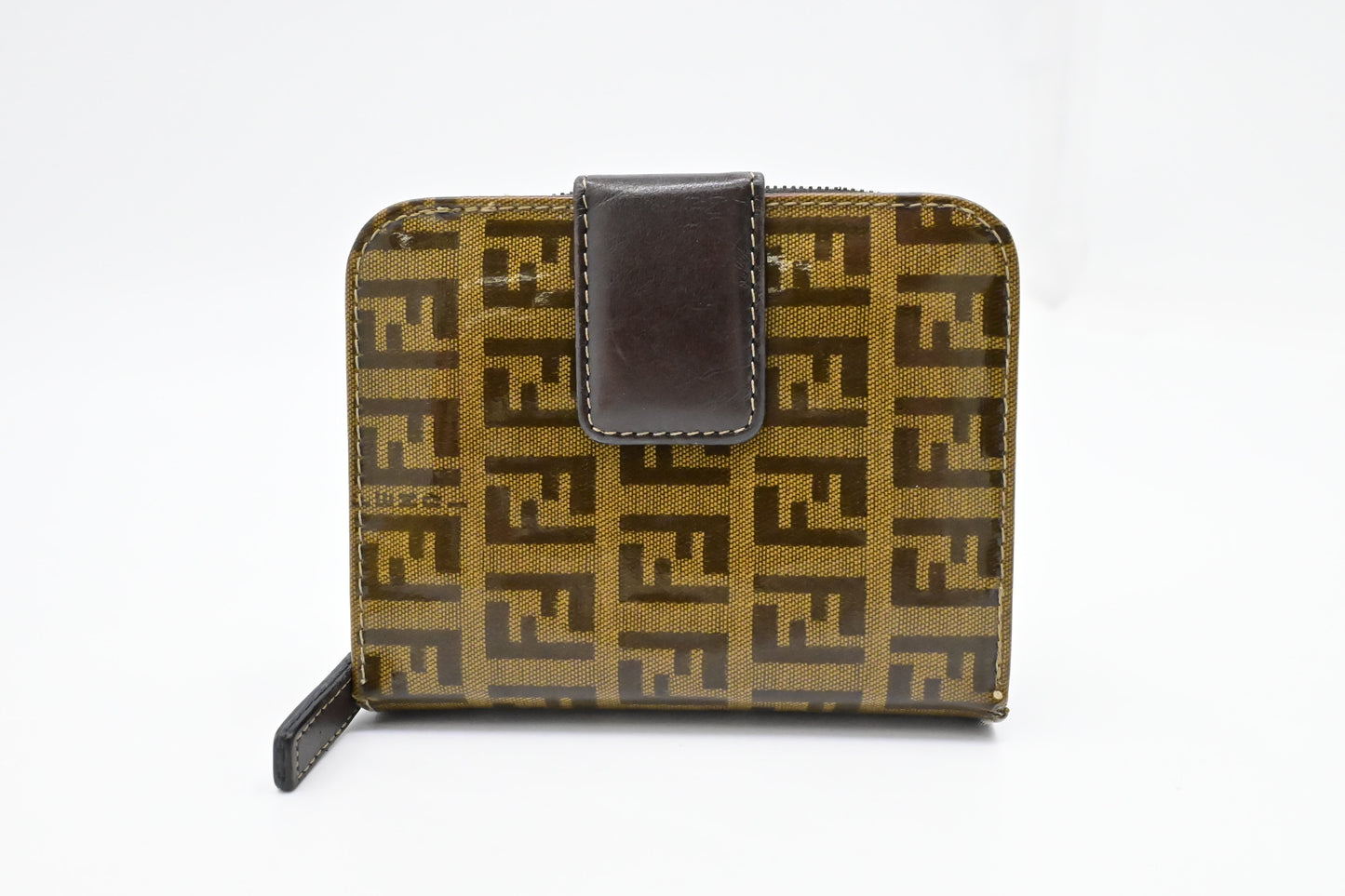 Fendi Compact Zippy Wallet in Zucca Patent Leather