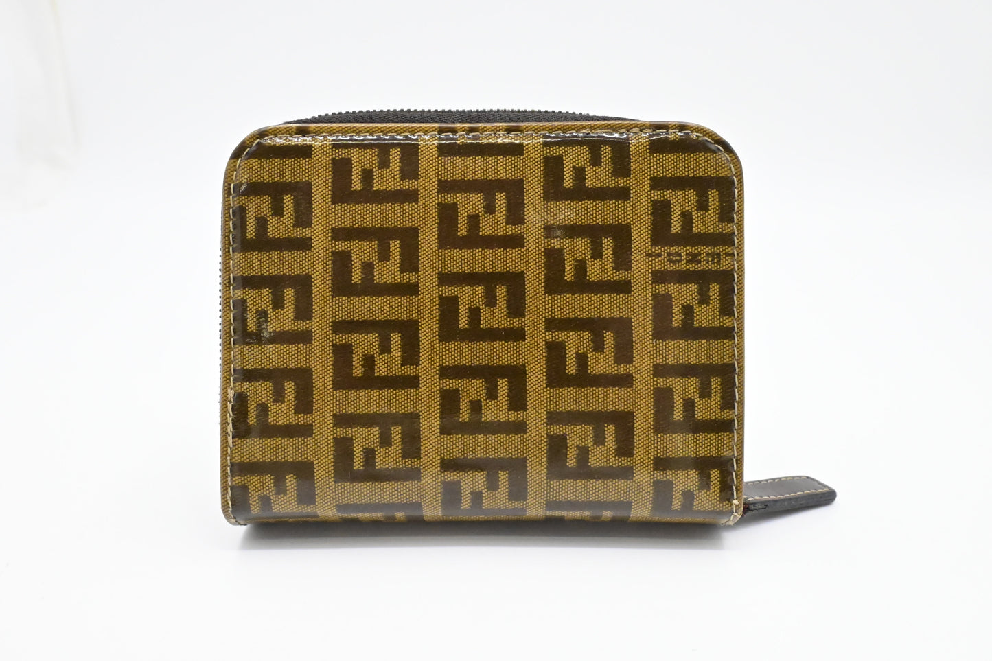 Fendi Compact Zippy Wallet in Zucca Patent Leather