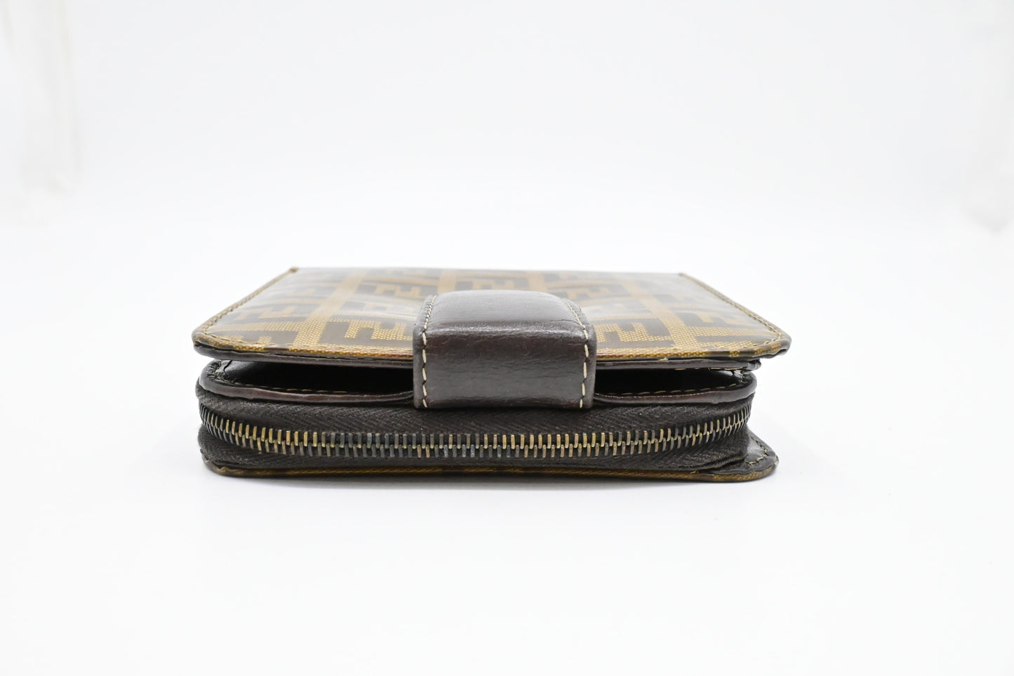 Fendi Compact Zippy Wallet in Zucca Patent Leather