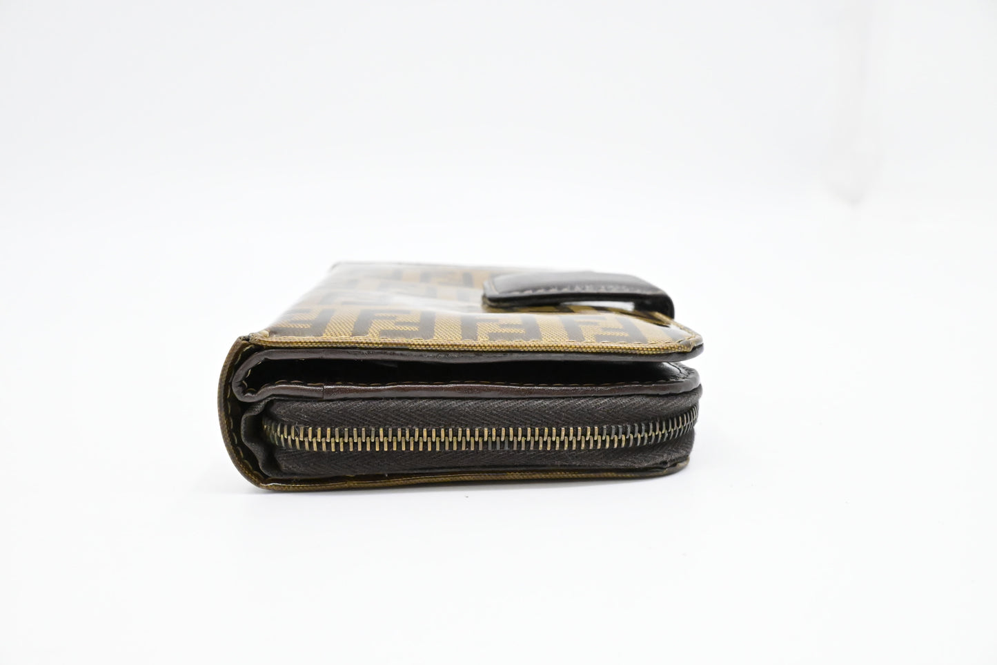 Fendi Compact Zippy Wallet in Zucca Patent Leather
