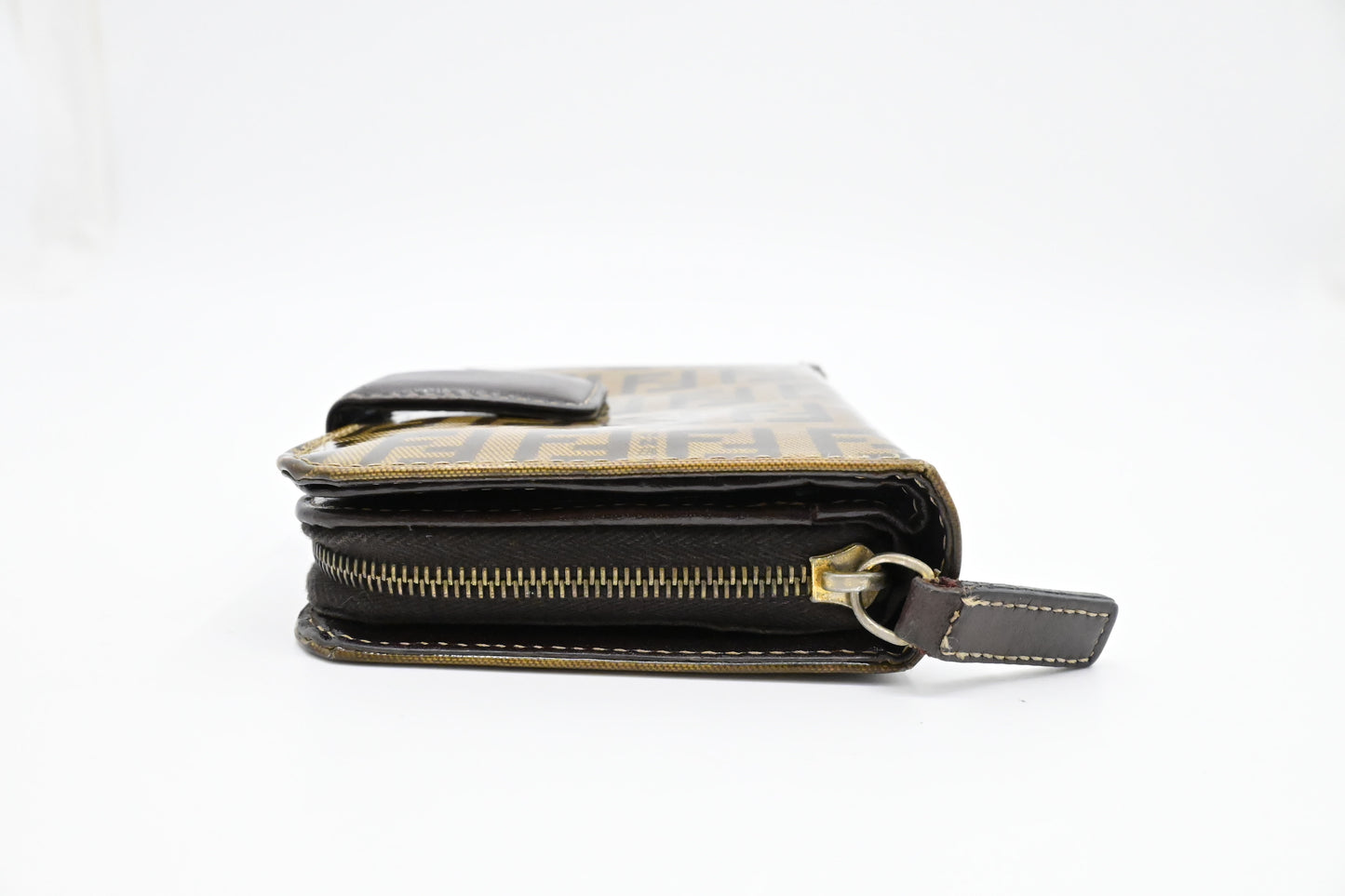 Fendi Compact Zippy Wallet in Zucca Patent Leather
