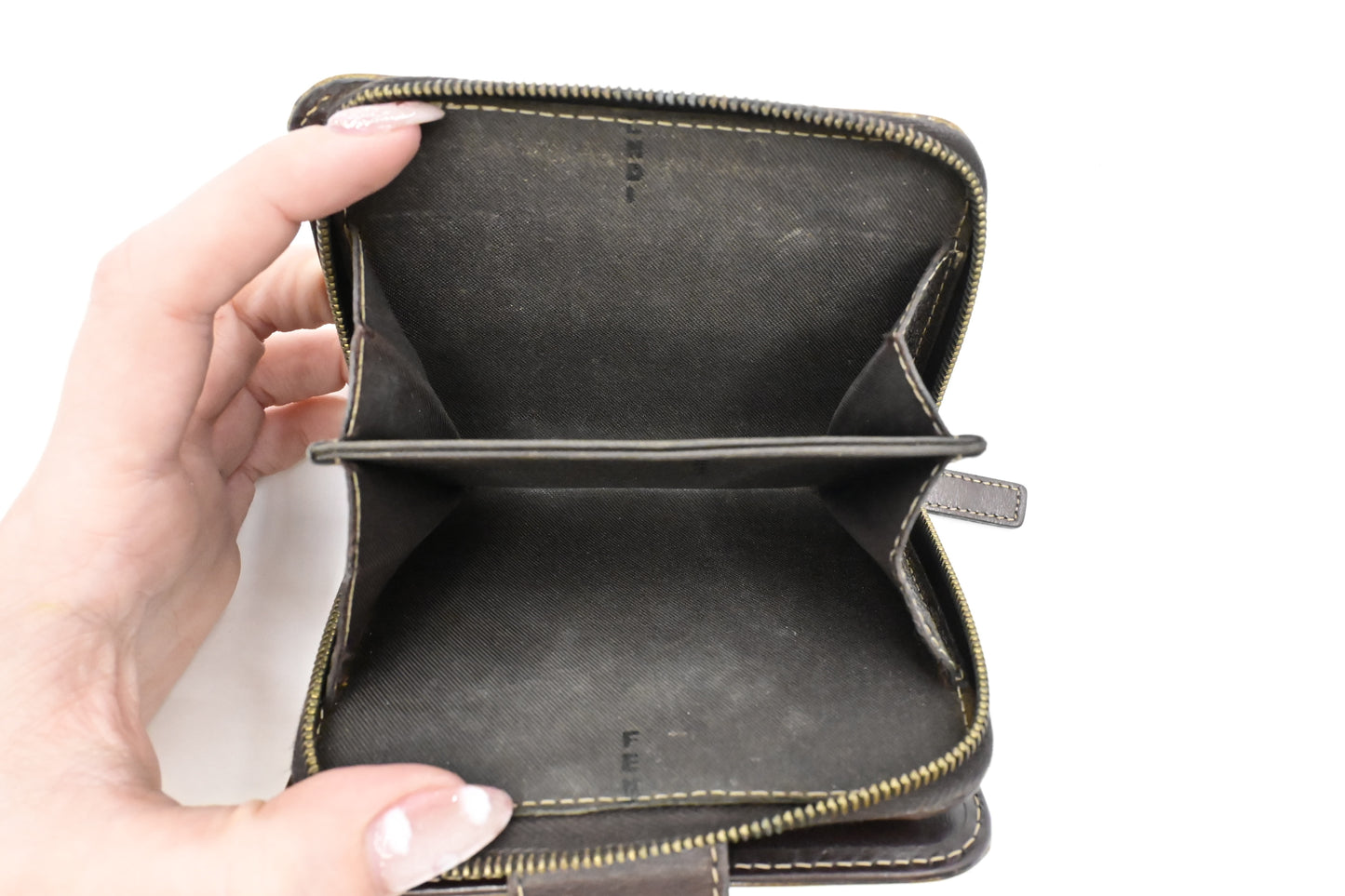 Fendi Compact Zippy Wallet in Zucca Patent Leather