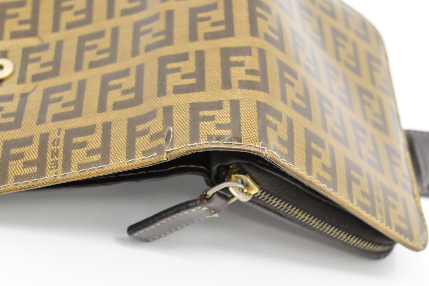 Fendi Compact Zippy Wallet in Zucca Patent Leather
