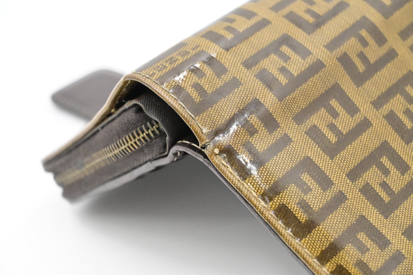 Fendi Compact Zippy Wallet in Zucca Patent Leather