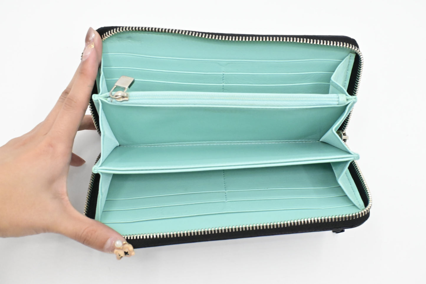 Tiffany & Co. Long Zippy Wallet in Black Leather