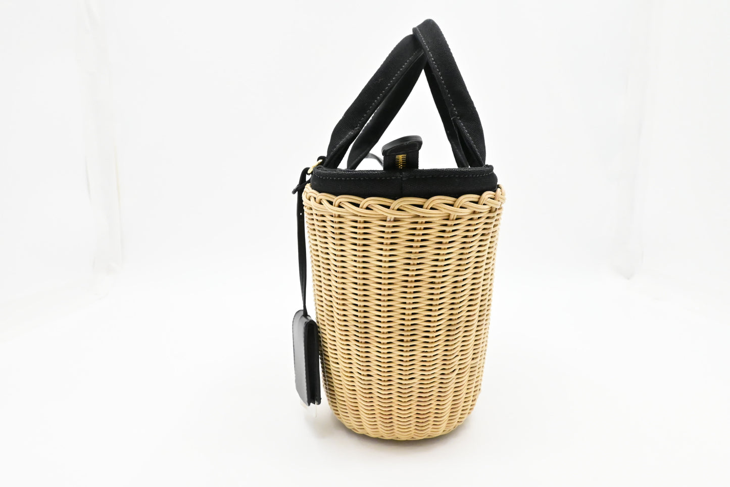 Prada Wicker Basket Bag in Black Canvas
