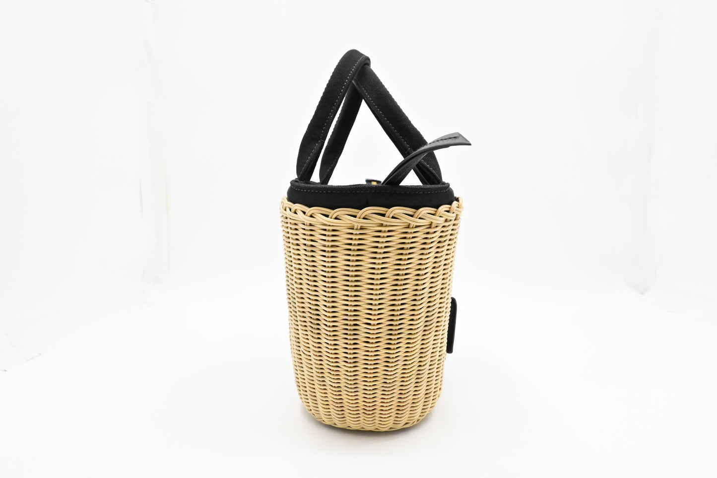 Prada Wicker Basket Bag in Black Canvas