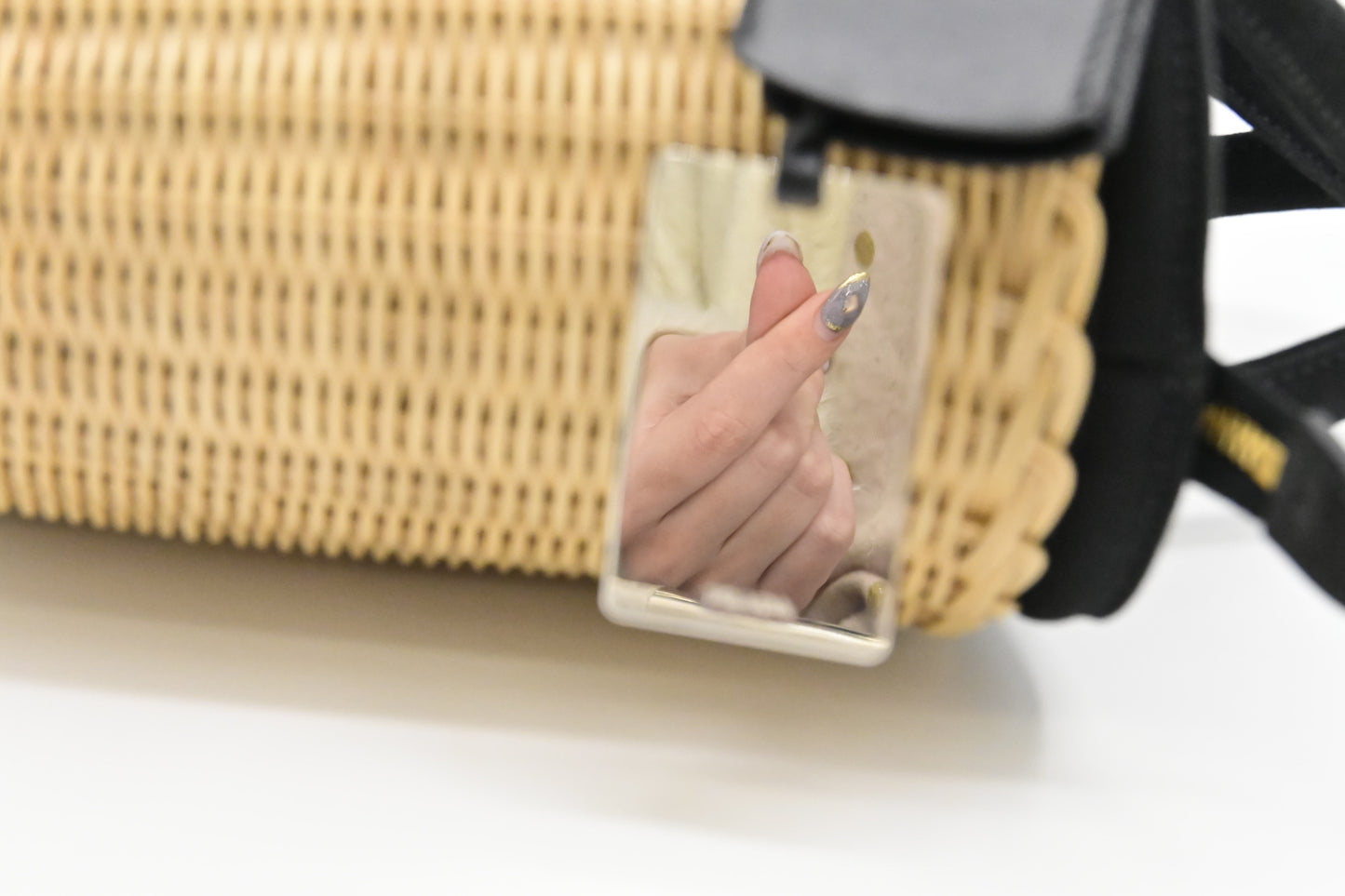 Prada Wicker Basket Bag in Black Canvas