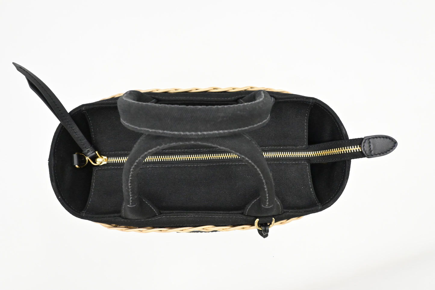 Prada Wicker Basket Bag in Black Canvas