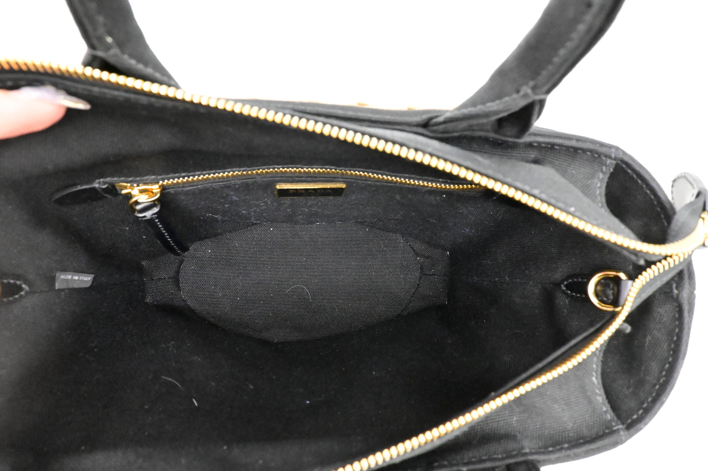 Prada Wicker Basket Bag in Black Canvas