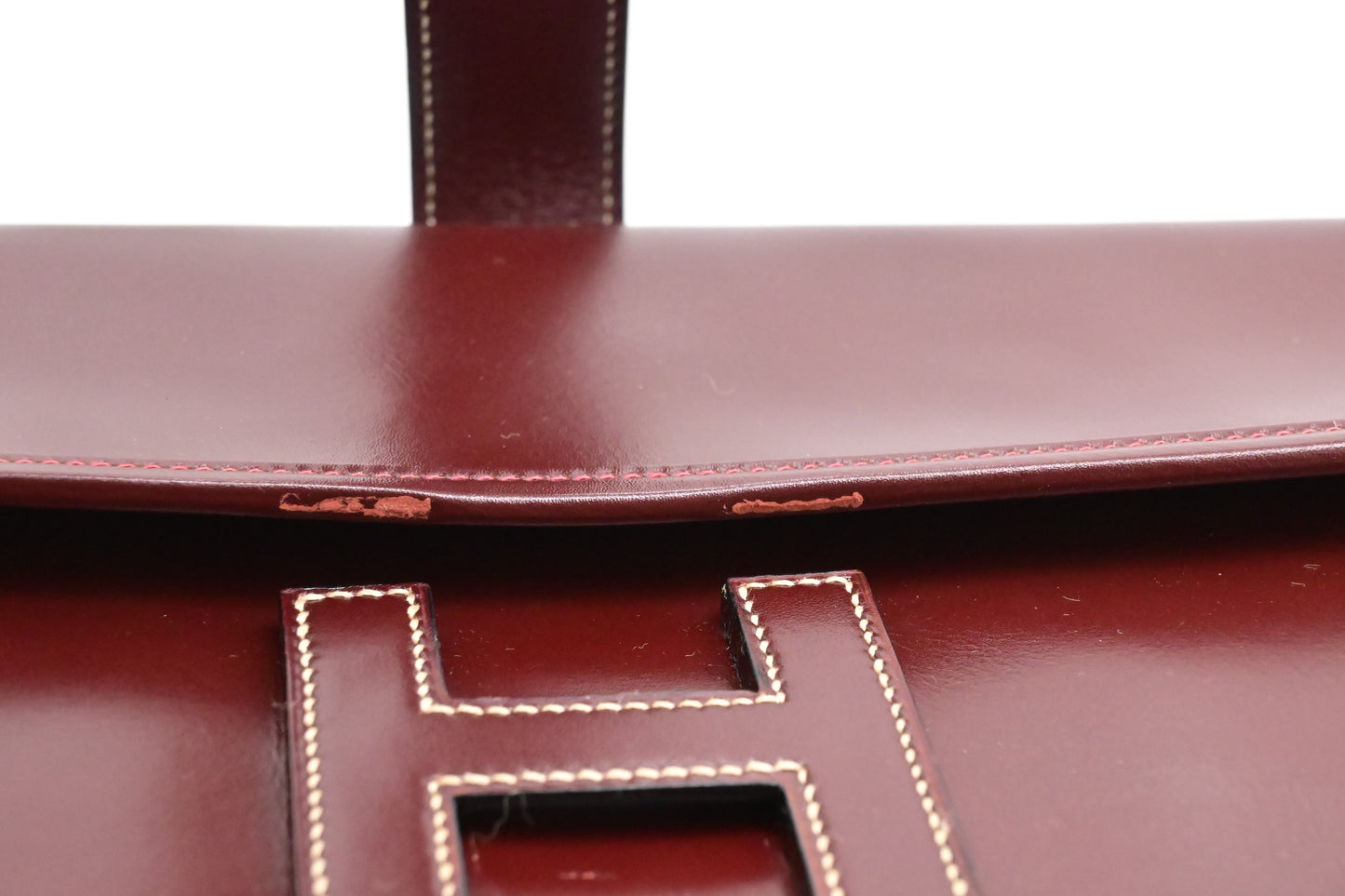 Hermes Jige Elan PM in Burgundy Box Leather