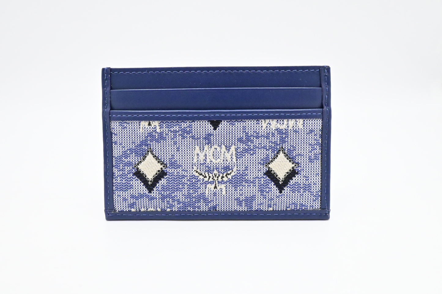 MCM Card Holder in Blue Denim and Leather