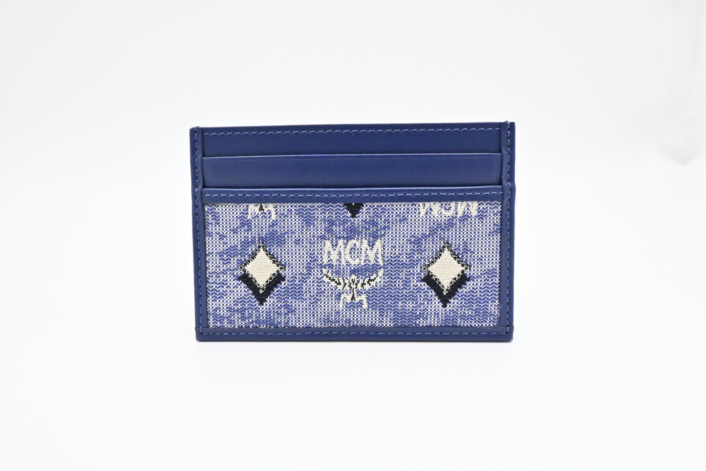 MCM Card Holder in Blue Denim and Leather