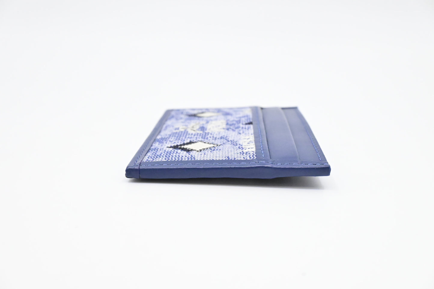 MCM Card Holder in Blue Denim and Leather