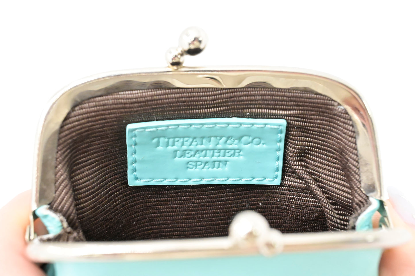 Tiffany & Co. Kisslock Coin Case in Blue Leather
