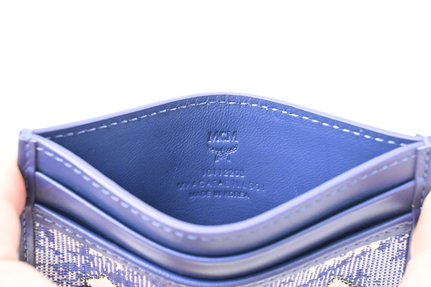 MCM Card Holder in Blue Denim and Leather