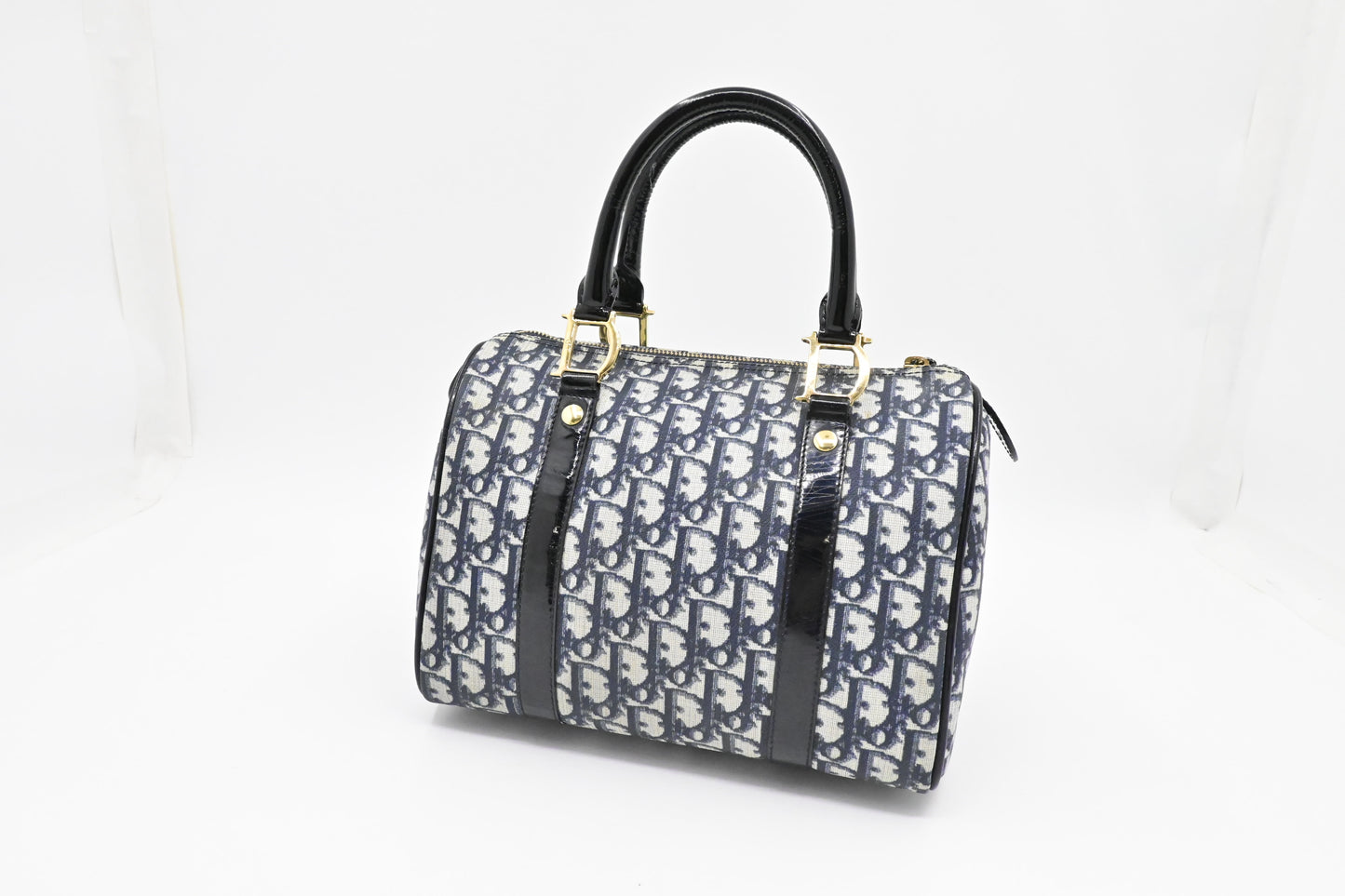 Dior Boston Bag in Blue Oblique Coated Canvas