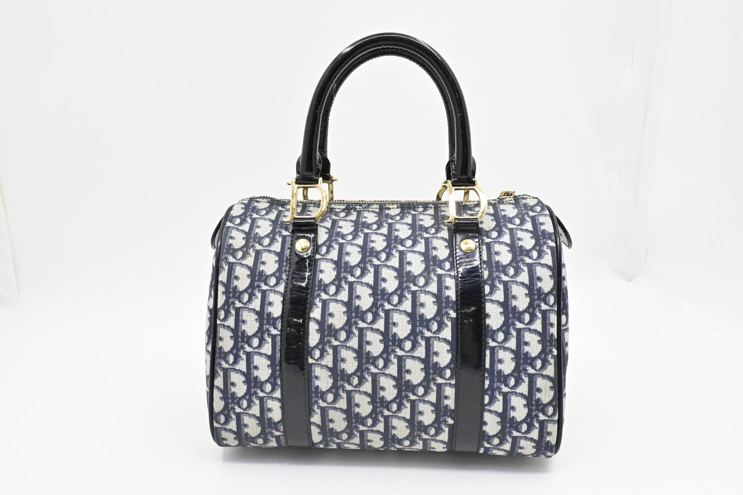 Dior Boston Bag in Blue Oblique Coated Canvas