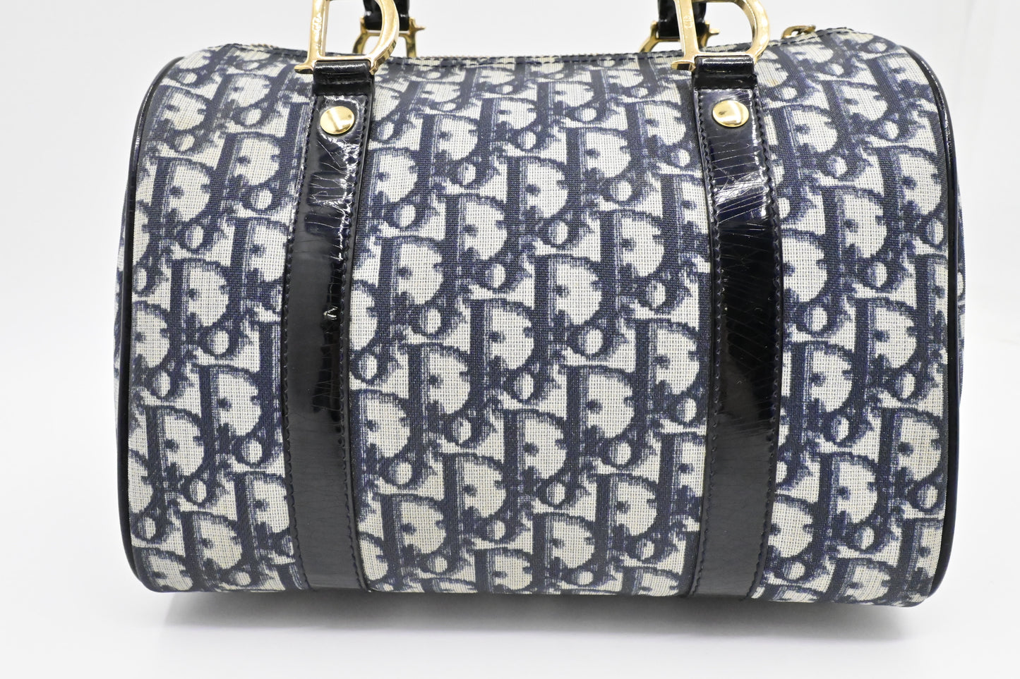 Dior Boston Bag in Blue Oblique Coated Canvas